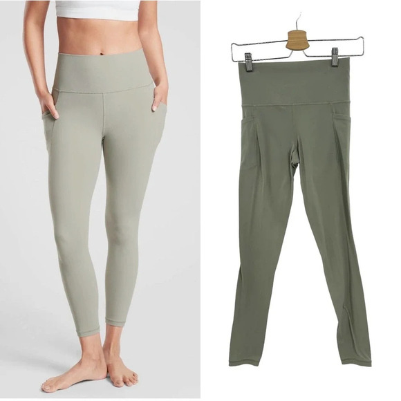 Athleta Pants - Athleta Salutation Stash Pocket II 7/8 Leggings Sage Size XS Tall